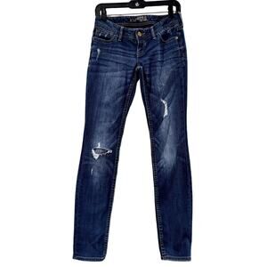EXPRESS JEANS Women's Medium Wash Ripped Zelda Ultra Skinny Jeans Sz  2